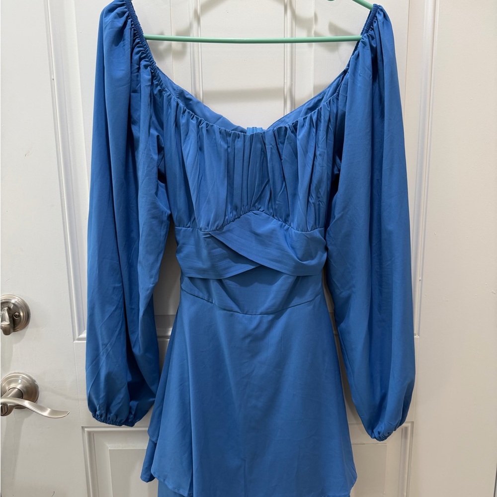 Chic Long Sleeve Blue Romper